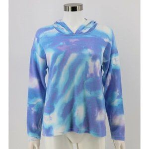 Brand New Women's CENY Fleece Blue Tie Dye Pullover Hoodie Size XS G462